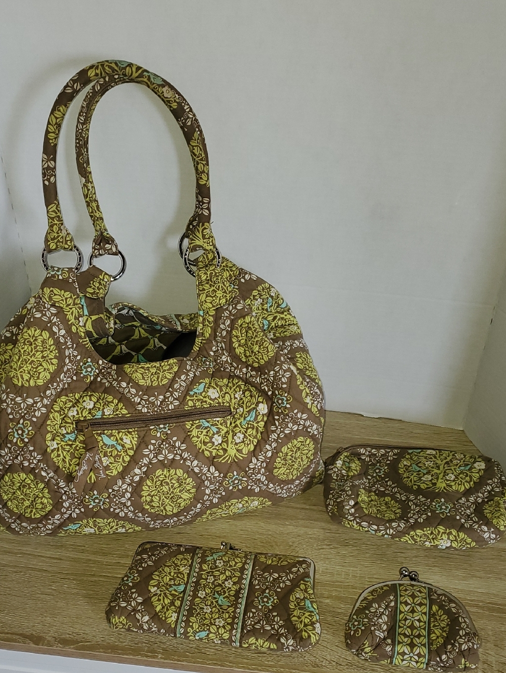 Vera Bradley Sittin' In A Tree Quilted Shoulder Bag with Matching Pouches